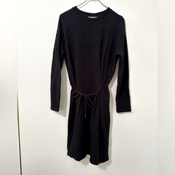 VINCE 100% Cotton Crew Neck Sweater Dress With Cord Tie Waist EUC - Picture 4 of 9